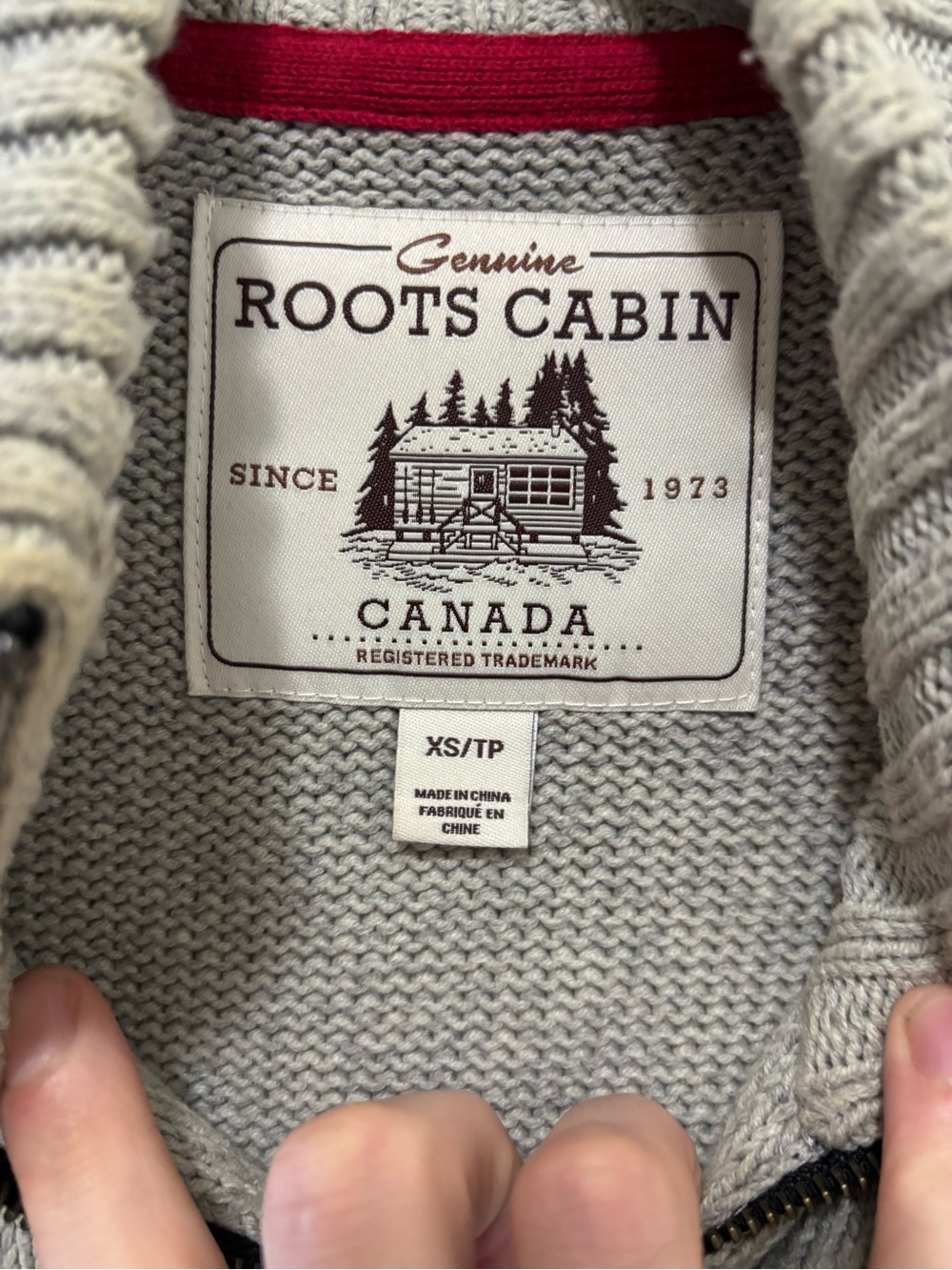 Roots Cabin Full-Zip Colorblock Mock Neck Knit Sweater Jacket - Picture 2 of 3